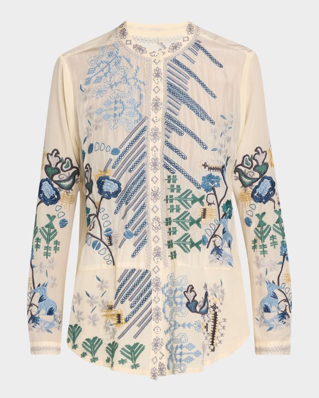 Sirisha Embroidered Silk Crepe De Chine Blouse